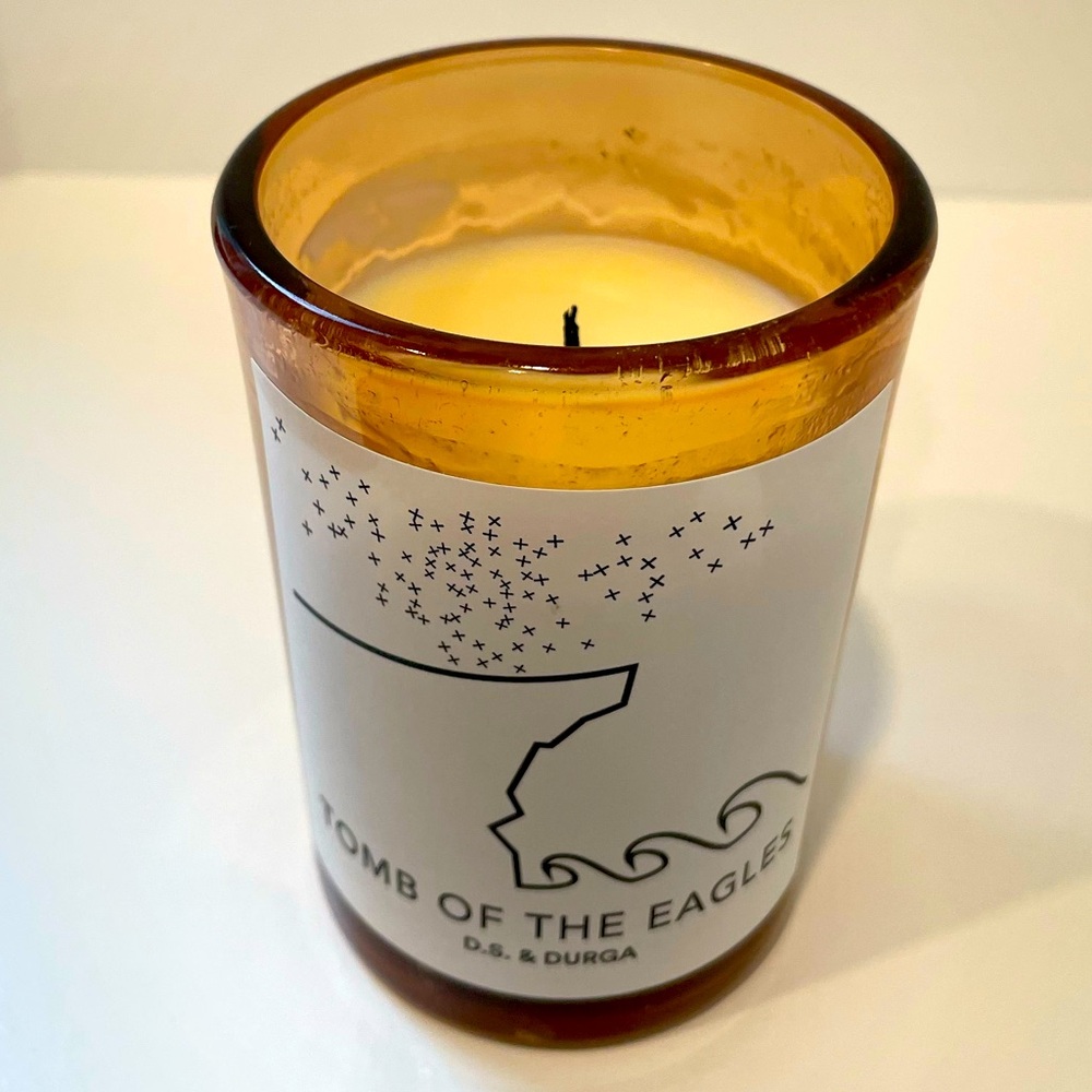 DS & DURGA Tomb of the Eagles candle- burned once; ~85% full, with box.